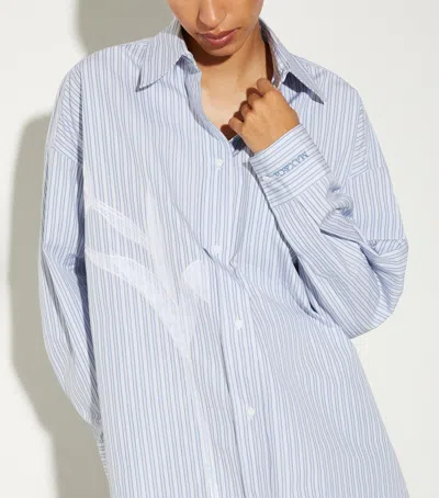 Max & Co . Oversized Embroidered Stripe Shirt In Blue