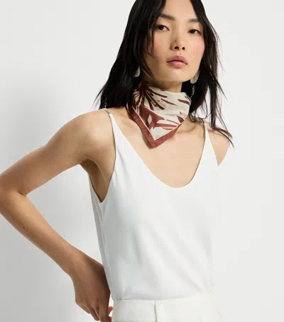 Brunello Cucinelli Sable Silk Crepe Tank Top In White