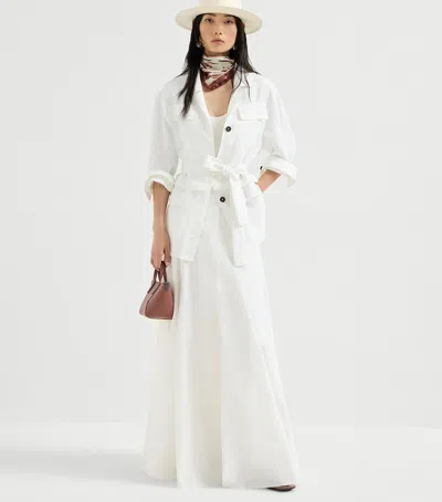Brunello Cucinelli Sable Silk Crepe Tank Top In White
