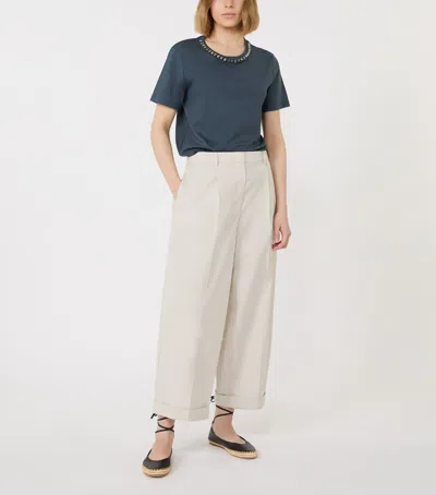 Max Mara Embellished Jersey T-shirt In Blue