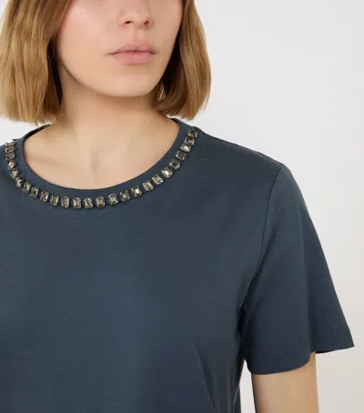 Max Mara Embellished Jersey T-shirt In Blue
