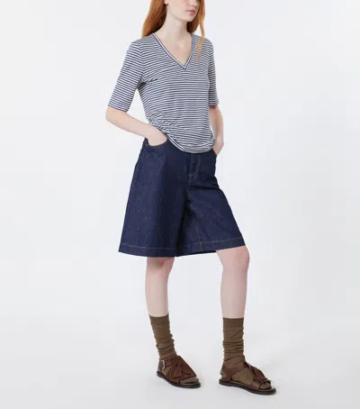 Weekend Max Mara Linen-blend Stripe T-shirt In Multi