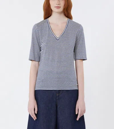 Weekend Max Mara Linen-blend Stripe T-shirt In Multi