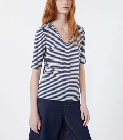 Weekend Max Mara Linen-blend Stripe T-shirt In Multi