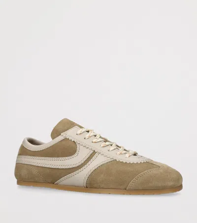 Dries Van Noten Women Beige Low-top Sneakers With Two-tone Lace-up In Suede Woman In Nude