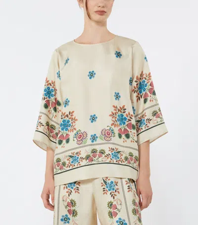 Weekend Max Mara Silk Printed Blouse In White