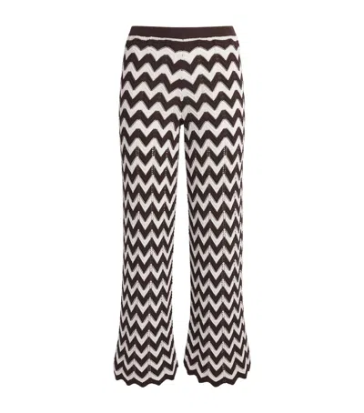 Maje Cotton Zigzag Crochet Trousers In Brown