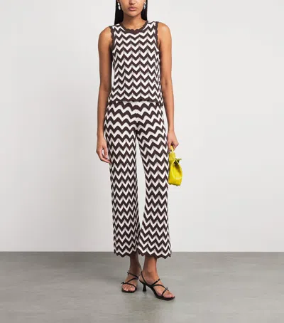 Maje Cotton Zigzag Crochet Trousers In Brown