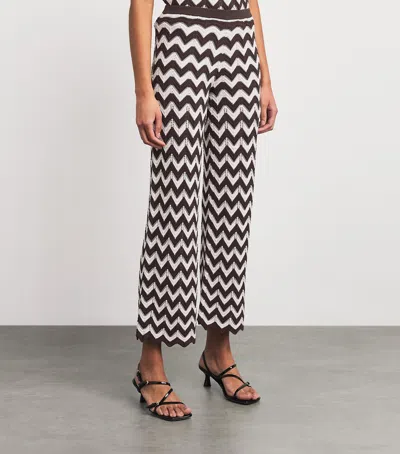 Maje Cotton Zigzag Crochet Trousers In Brown
