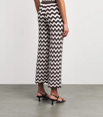 Maje Cotton Zigzag Crochet Trousers In Brown