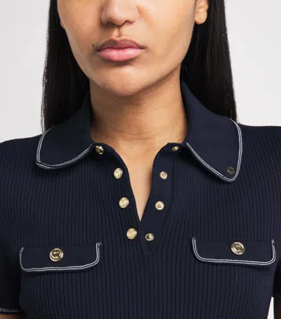 Maje Ribbed Polo Shirt In Blue