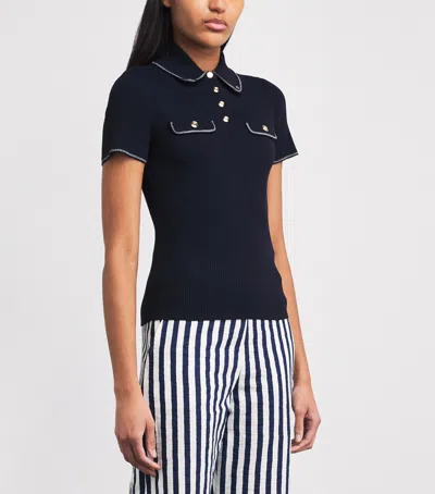 Maje Ribbed Polo Shirt In Blue