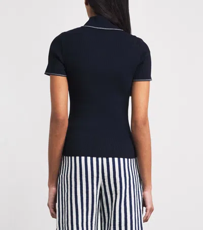 Maje Ribbed Polo Shirt In Blue