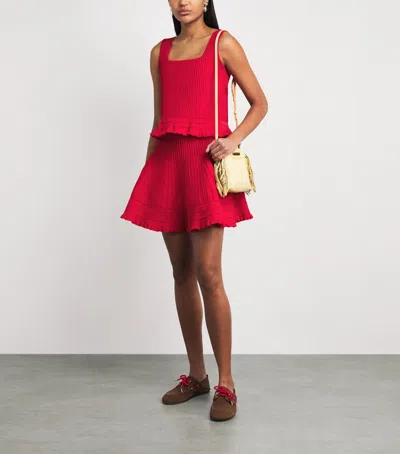 Maje Ruffled Crop Top In Red