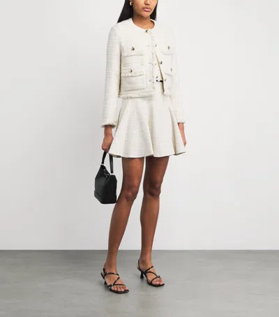 Maje Tweed Cropped Jacket In White