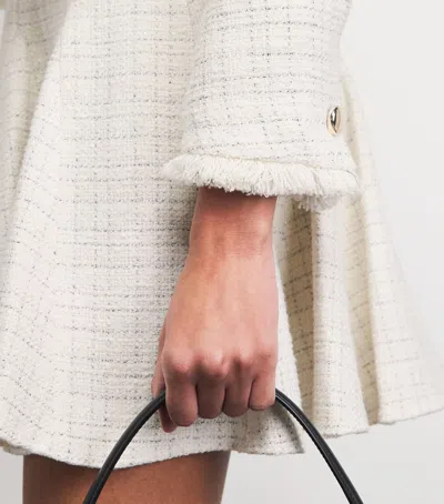 Maje Tweed Cropped Jacket In White