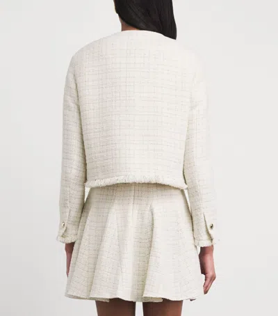 Maje Tweed Cropped Jacket In White