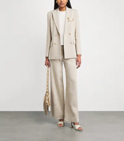 Maje Double-breasted Blazer In Beige