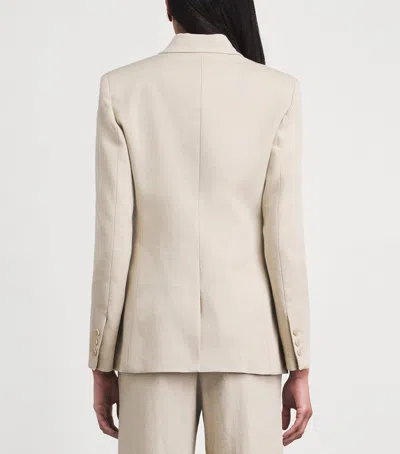Maje Double-breasted Blazer In Beige