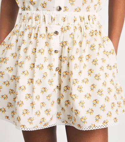 Maje Printed Button-front Mini Skirt In Yellow