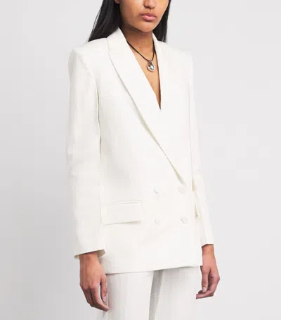 Maje Double-breasted Blazer In White