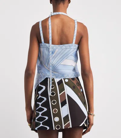 Pucci Silk Iride Top In Blue