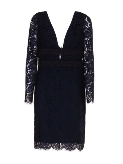 Shop Diane Von Furstenberg Dvf Deep V-neck Lace Dress In Deep Night/blue