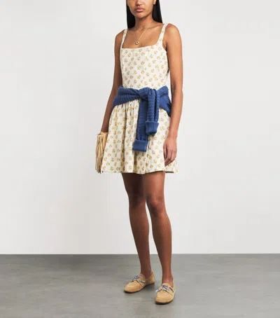 Maje Short Flared Patterned Dress In Yellow