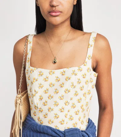 Maje Short Flared Patterned Dress In Yellow