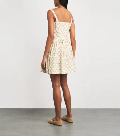 Maje Short Flared Patterned Dress In Yellow