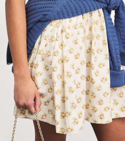 Maje Short Flared Patterned Dress In Yellow