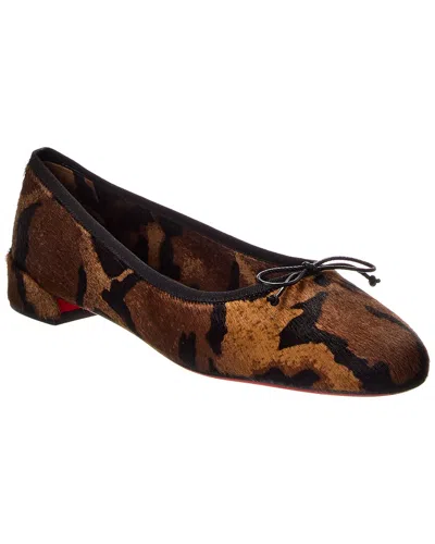 Christian Louboutin Sweetie Jane Leopard Calf Hair Red Sole Ballerina Flats In Multi