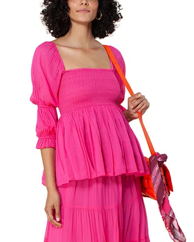 Hale Bob Brittany Solid Smocked Top In Pink