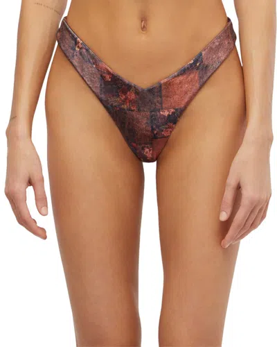 Weworewhat Velvet Patchwork Bikini Bottom In Brown
