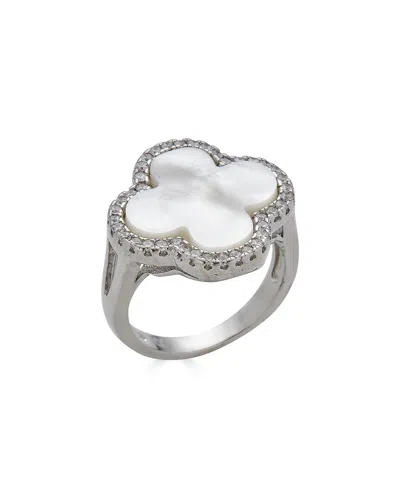 Belpearl Silver Pearl Cz Ring In Silver