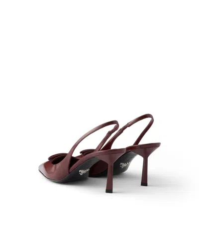 Prada Slingback Pumps In Leather With Brushed Finish In Brown