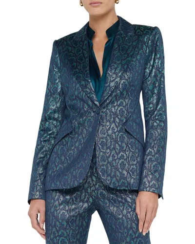 L'agence Chamberlain Multi Leopard Jacquard Blazer In Blue