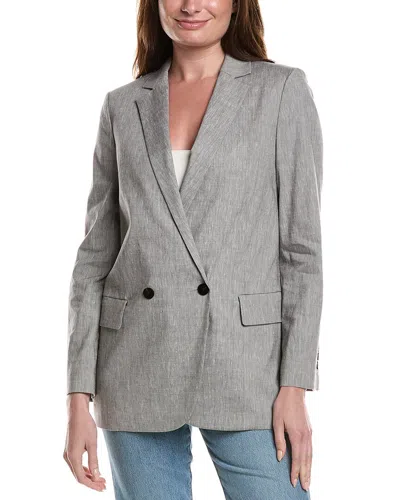 Theory Double Breasted Oversized Boy Jacket In Gray
