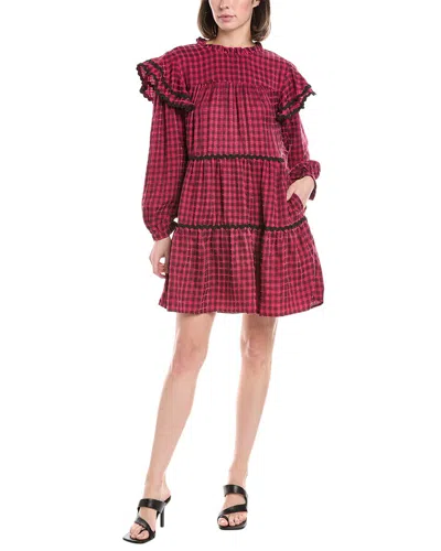 Harper Tiered Chenille Check Mini Dress In Multi