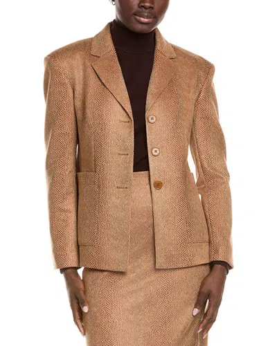 Kenneth Cole Snake Embossed Three Button Contoured Jacket In Tan