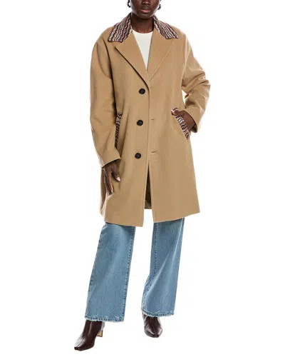 M Missoni Wool-blend Overcoat In Tan