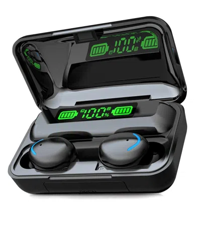 Vysn Flux 7 Black Earbuds With Wireless Charging Case And Power Bank In Black