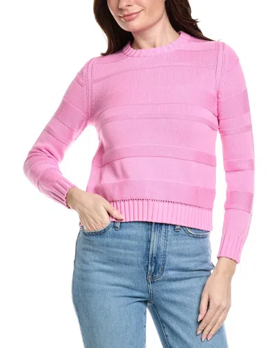 Hannah Rose Jessie Textured Stripe Pullover In Pink