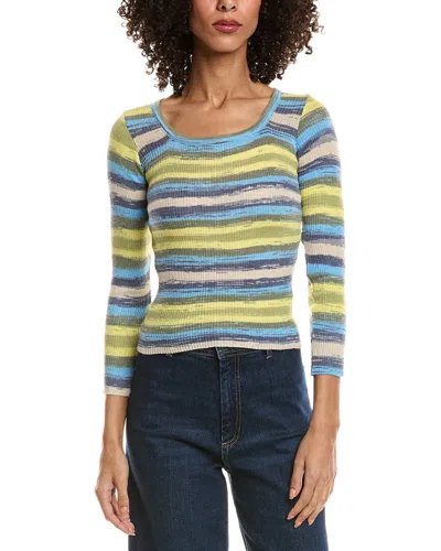 Madison Miles Ribbed Top In Blue