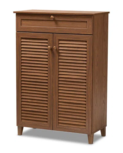 Baxton Studio Coolidge 4-shelf Shoe Storage Cabinet In Brown
