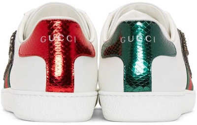 Shop Gucci White Safety Pin New Ace Sneakers