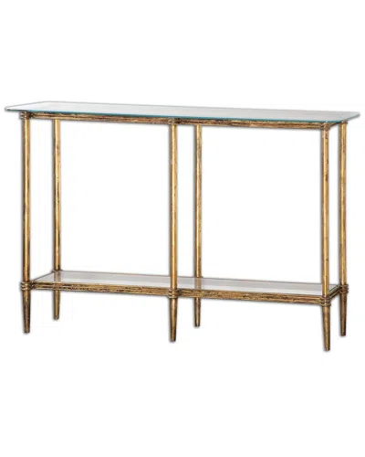 Uttermost Elenio Glass Console Table In Gold