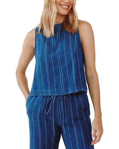 Bella Dahl Sleeveless Button Back Top In Blue