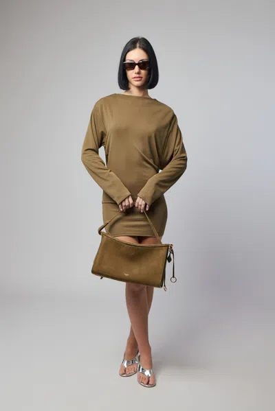 Jacquemus The Mistral Open-back Draped Jersey Mini Dress In Brown