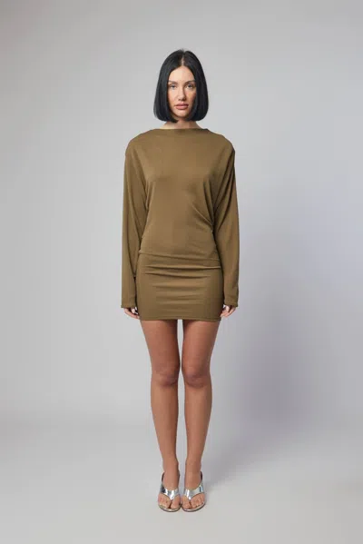 Jacquemus The Mistral Open-back Draped Jersey Mini Dress In Brown